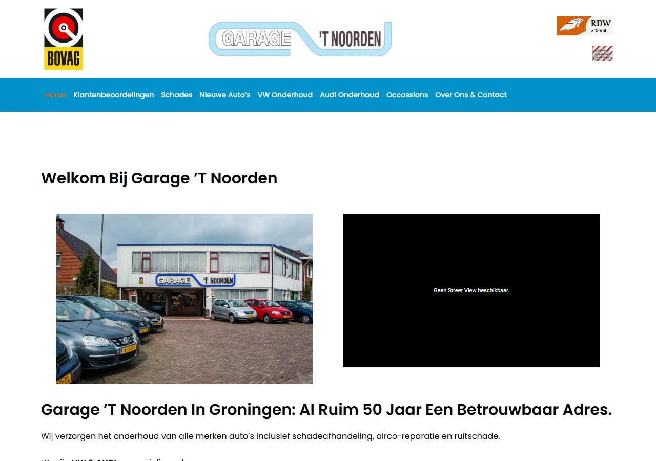 De oude website van Garage 't Noorden